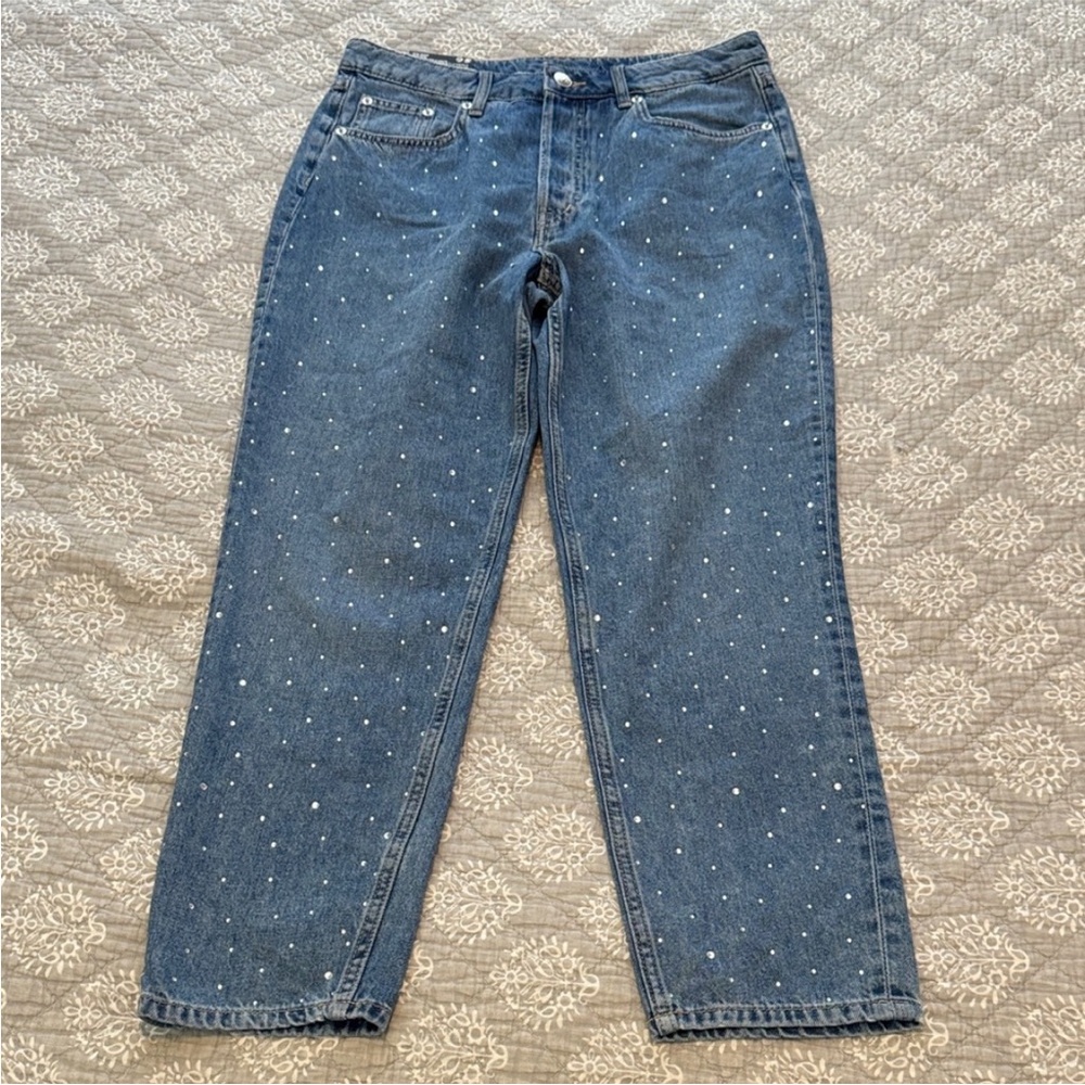 H&M High Waisted Embellished Mom Jeans